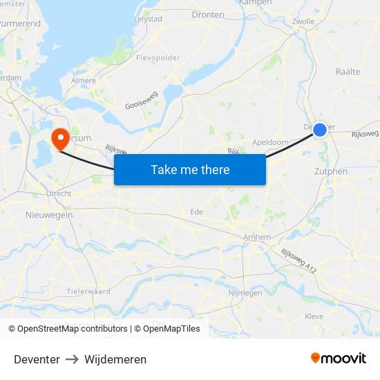Deventer to Wijdemeren map