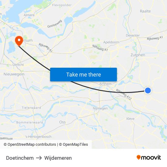 Doetinchem to Wijdemeren map