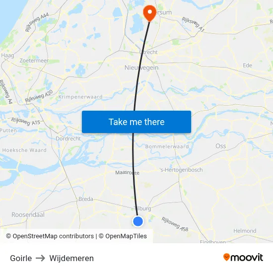 Goirle to Wijdemeren map
