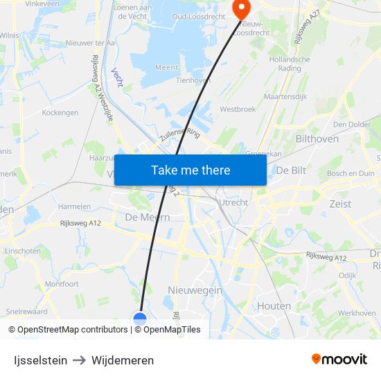 Ijsselstein to Wijdemeren map