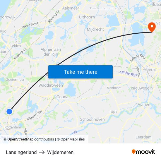 Lansingerland to Wijdemeren map