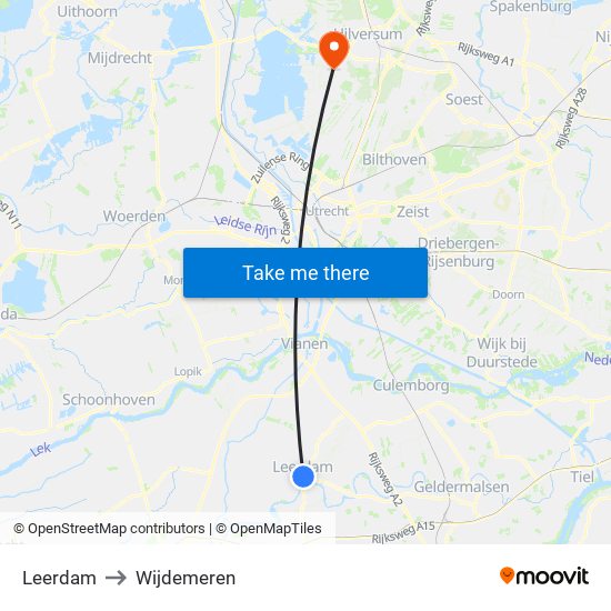 Leerdam to Wijdemeren map