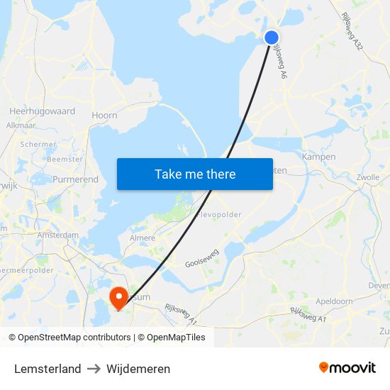 Lemsterland to Wijdemeren map