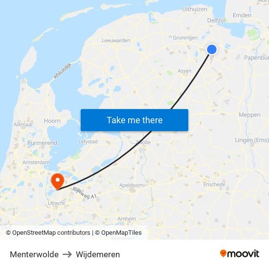 Menterwolde to Wijdemeren map