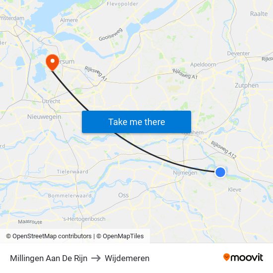 Millingen Aan De Rijn to Wijdemeren map