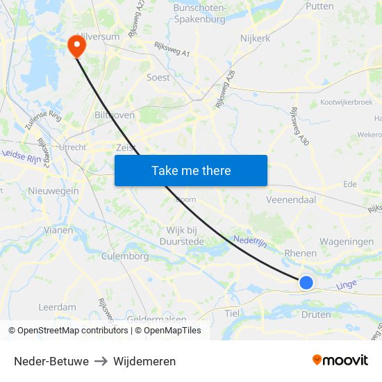Neder-Betuwe to Wijdemeren map