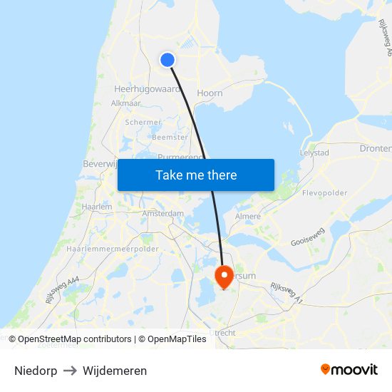 Niedorp to Wijdemeren map