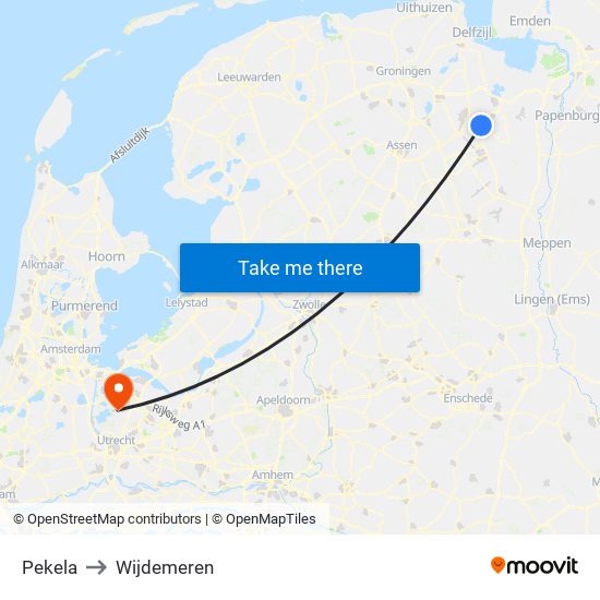 Pekela to Wijdemeren map