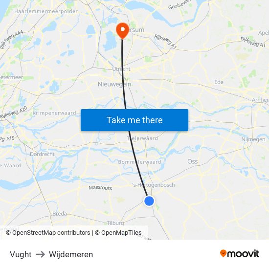 Vught to Wijdemeren map