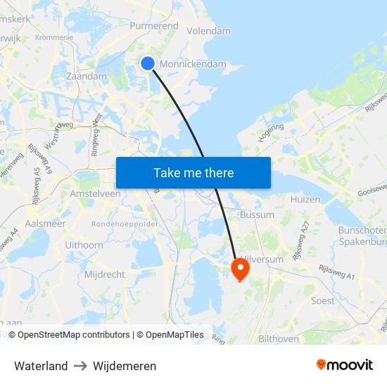 Waterland to Wijdemeren map