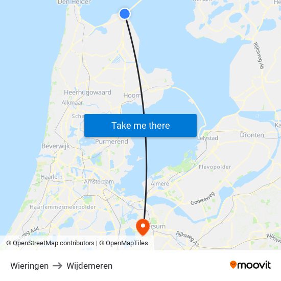 Wieringen to Wijdemeren map