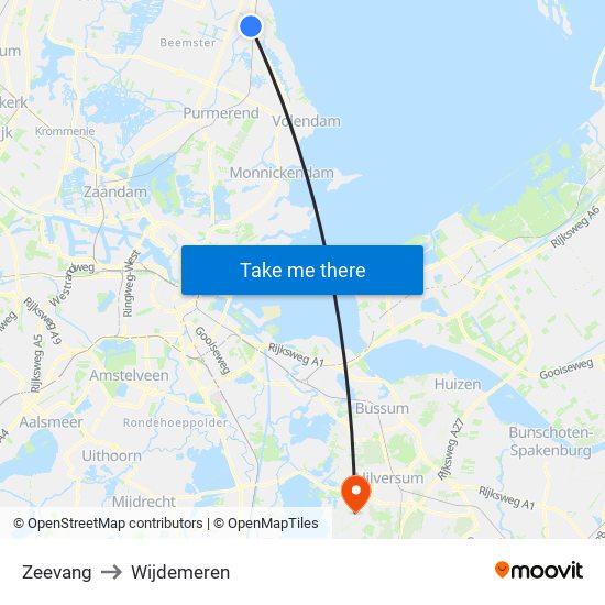 Zeevang to Wijdemeren map