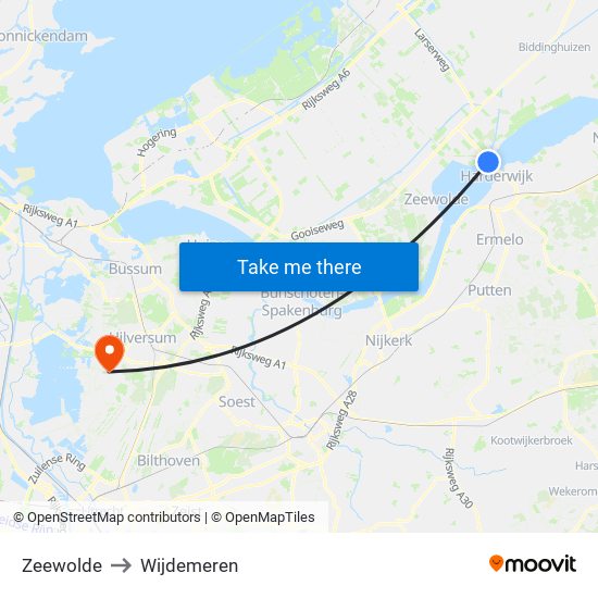 Zeewolde to Wijdemeren map