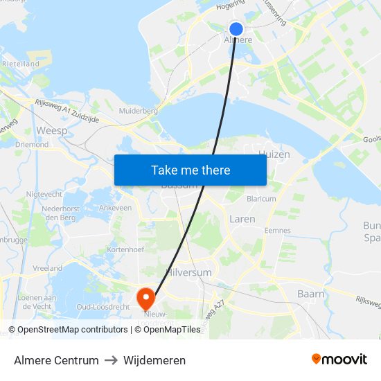 Almere Centrum to Wijdemeren map