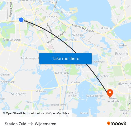 Station Zuid to Wijdemeren map