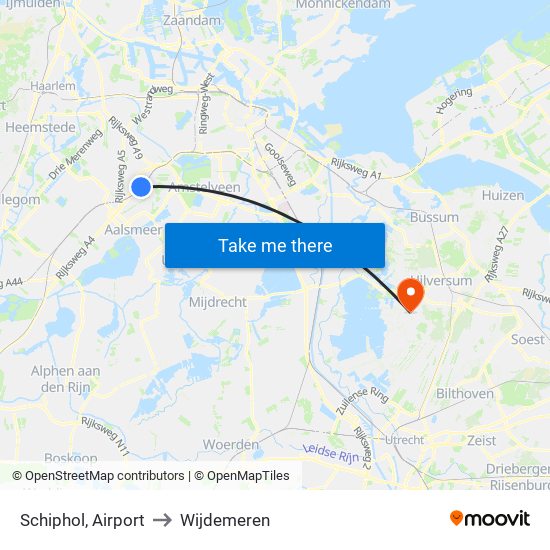 Schiphol, Airport to Wijdemeren map