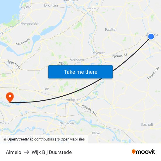 Almelo to Wijk Bij Duurstede map