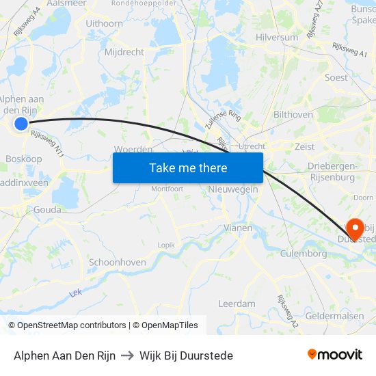 Alphen Aan Den Rijn to Wijk Bij Duurstede map