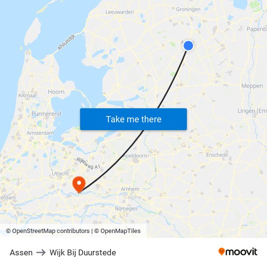 Assen to Wijk Bij Duurstede map