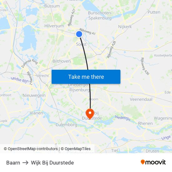 Baarn to Wijk Bij Duurstede map