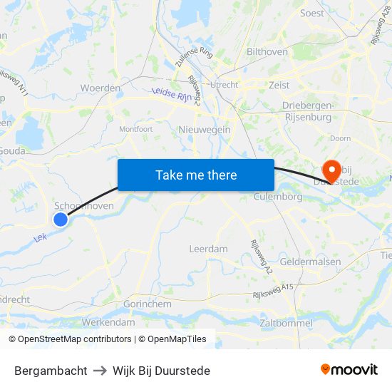 Bergambacht to Wijk Bij Duurstede map