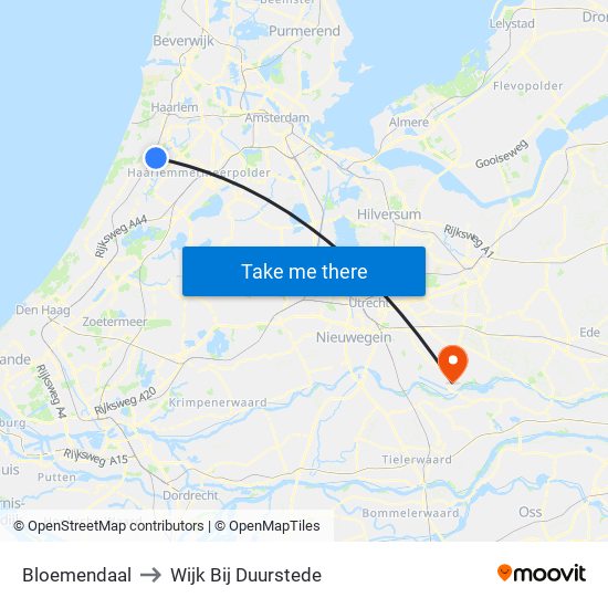 Bloemendaal to Wijk Bij Duurstede map