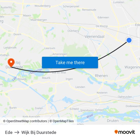Ede to Wijk Bij Duurstede map
