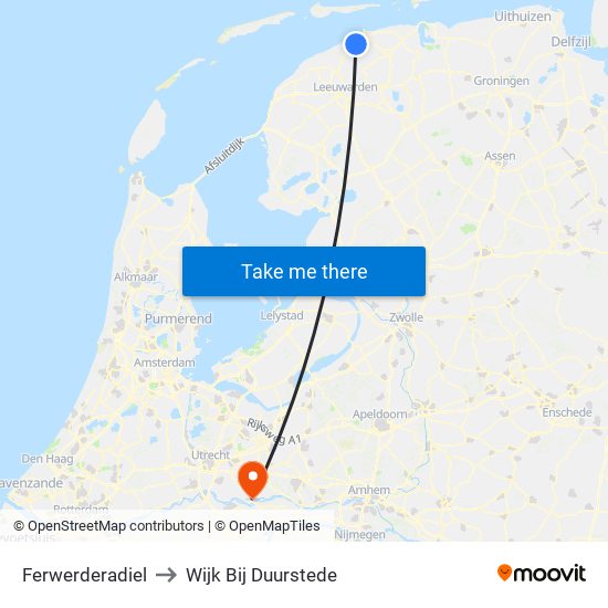 Ferwerderadiel to Wijk Bij Duurstede map