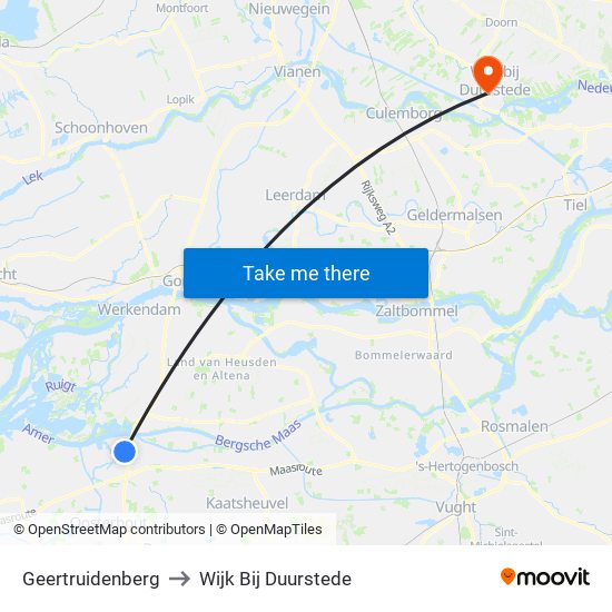 Geertruidenberg to Wijk Bij Duurstede map