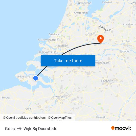 Goes to Wijk Bij Duurstede map