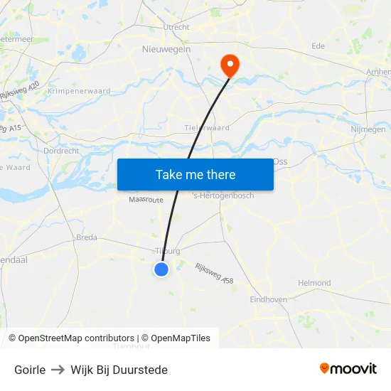 Goirle to Wijk Bij Duurstede map