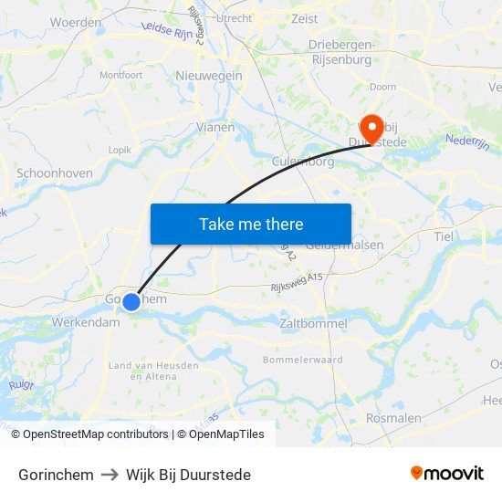 Gorinchem to Wijk Bij Duurstede map