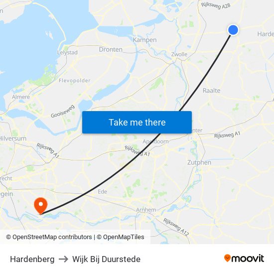 Hardenberg to Wijk Bij Duurstede map