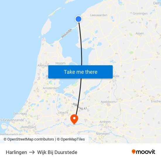 Harlingen to Wijk Bij Duurstede map