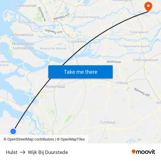 Hulst to Wijk Bij Duurstede map