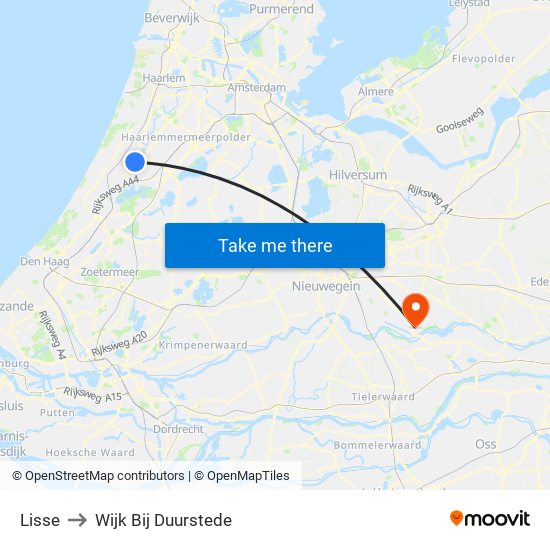 Lisse to Wijk Bij Duurstede map