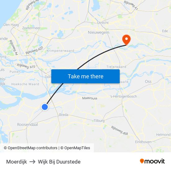 Moerdijk to Wijk Bij Duurstede map