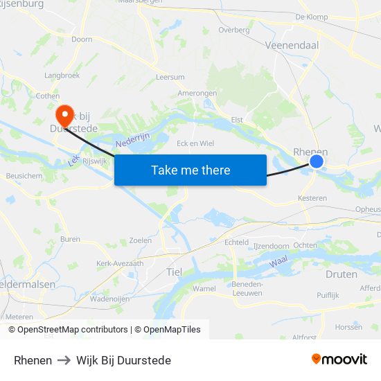 Rhenen to Wijk Bij Duurstede map