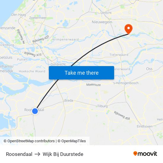 Roosendaal to Wijk Bij Duurstede map