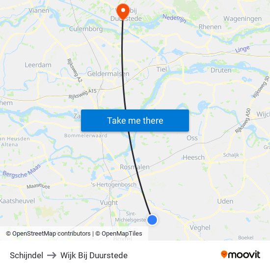 Schijndel to Wijk Bij Duurstede map