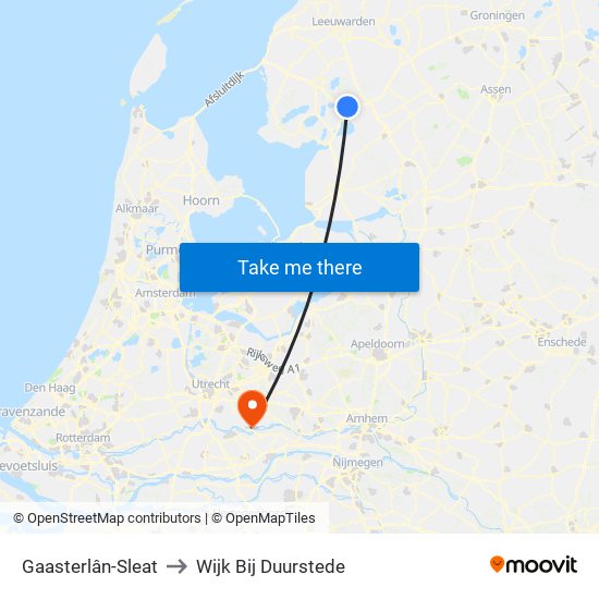 Gaasterlân-Sleat to Wijk Bij Duurstede map