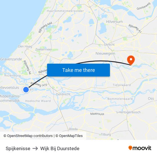Spijkenisse to Wijk Bij Duurstede map
