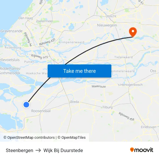 Steenbergen to Wijk Bij Duurstede map