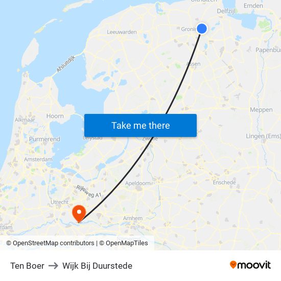 Ten Boer to Wijk Bij Duurstede map