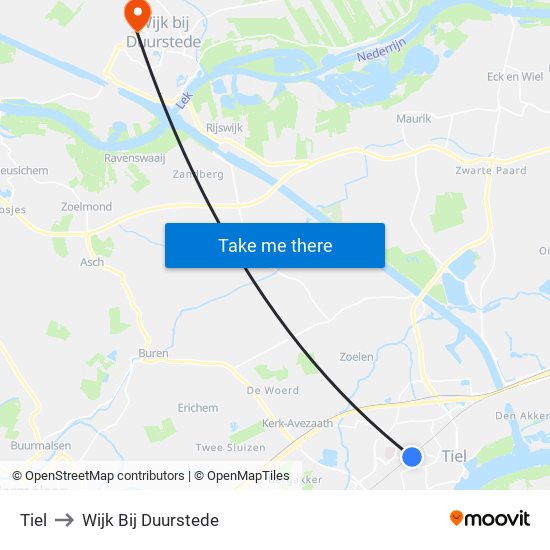 Tiel to Wijk Bij Duurstede map