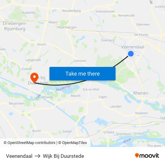 Veenendaal to Wijk Bij Duurstede map