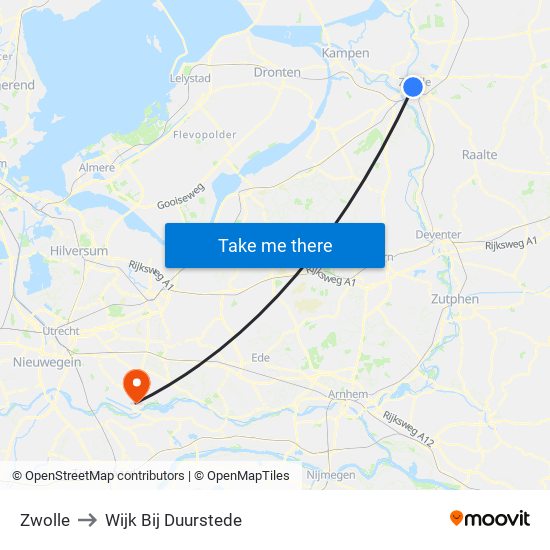 Zwolle to Wijk Bij Duurstede map