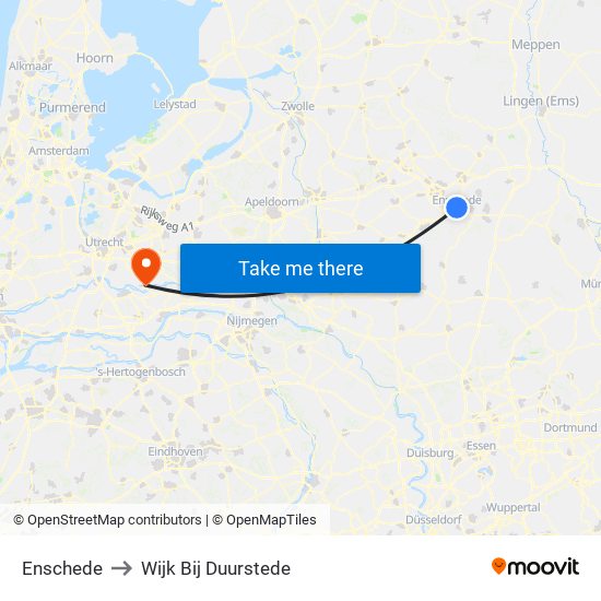 Enschede to Wijk Bij Duurstede map