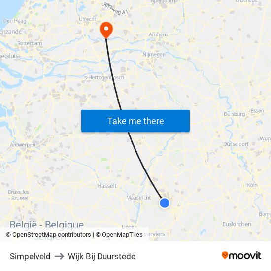 Simpelveld to Wijk Bij Duurstede map