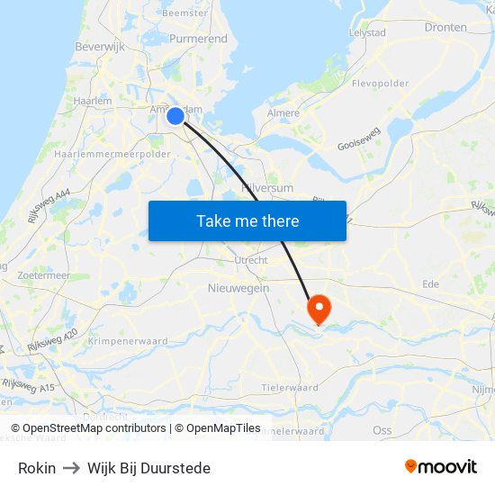 Rokin to Wijk Bij Duurstede map